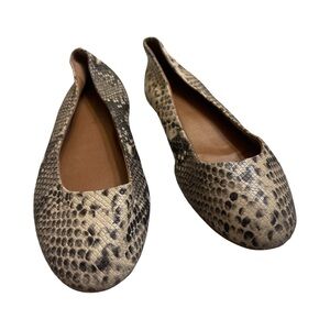 Lucky Brand Emmie Snake Print Leather Ballet Flats Size 9